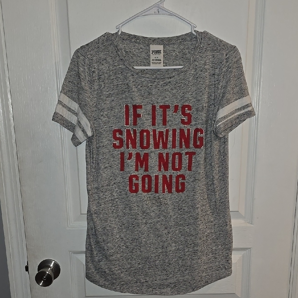 Victoria's Secret Pink Women's Small  Heathered Gray Short Sleeve Shirt